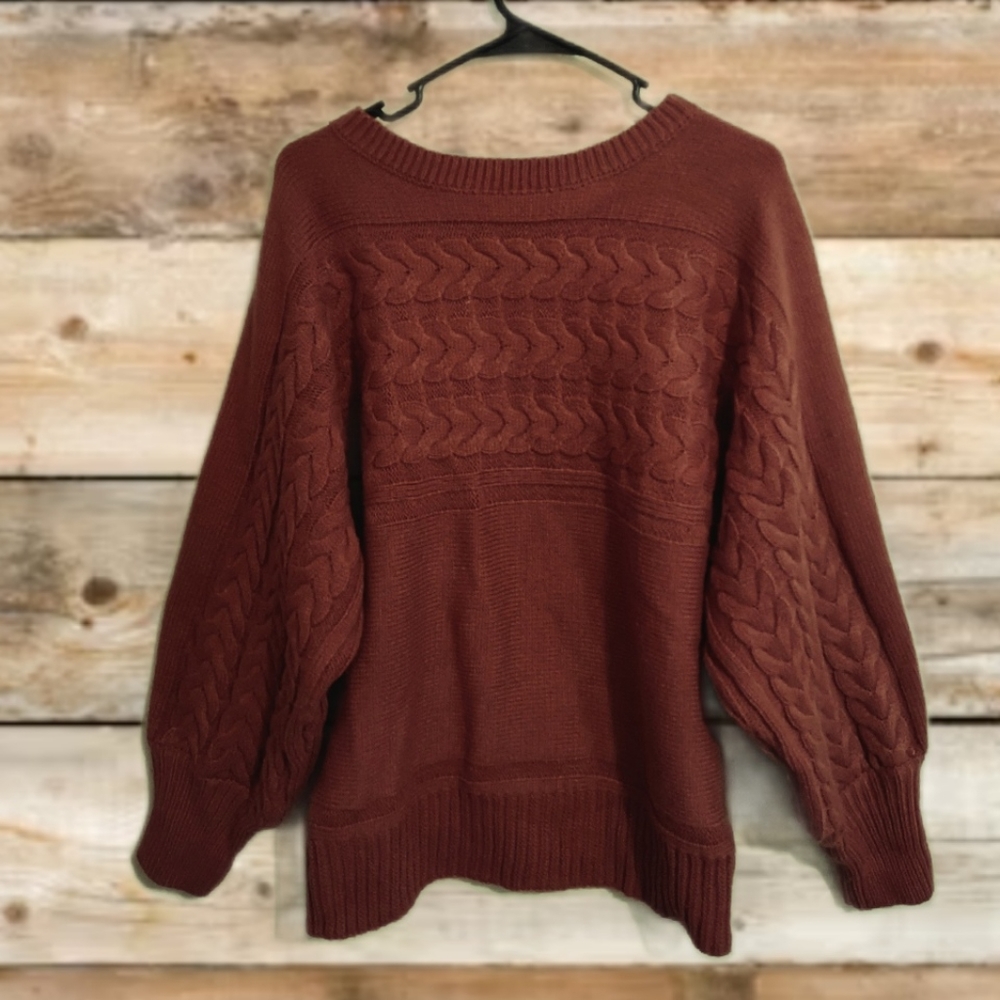 🍁Rustic clay colored cable knit Sweater Womens Size M/L